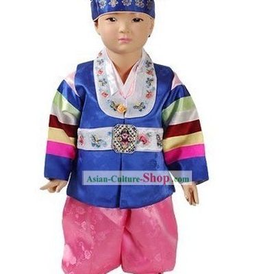 Traditional Korean Baby Hanbok Clothing and Hat Complete Set