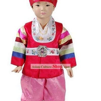 Traditional Korean Baby Hanbok Dress and Hat Complete Set
