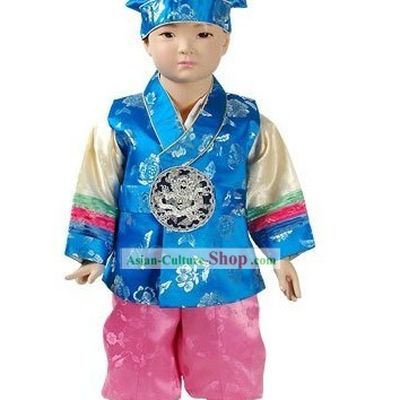Traditional Korean Baby Hanbok Clothes and Hat Complete Set