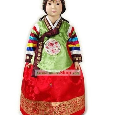 Traditional Korean Hanbok Clothing and Hat Complete Set for Girls
