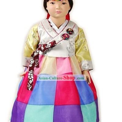 Traditional Korean Birthday Ceremonial Hanbok Clothing and Hat Complete Set