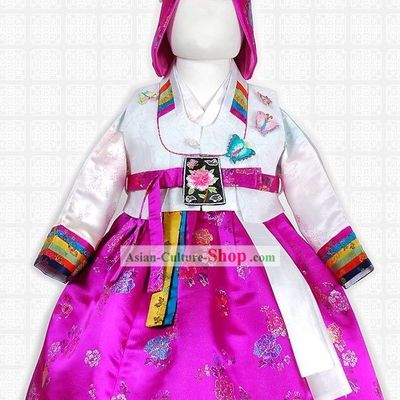 Korean Children Hanbok Clothing and Hat Complete Set