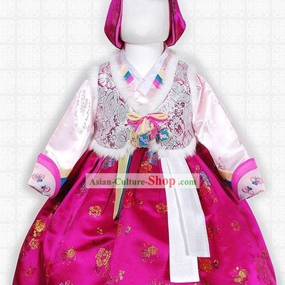 Korean Children Hanbok Clothing and Hat Complete Set