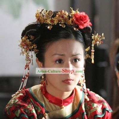 Ancient Chinese Wedding Hair Accessories and Earrings Complete Set