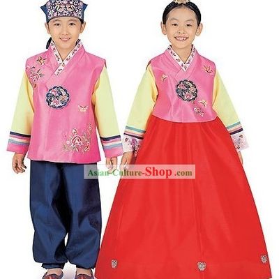 Traditional Korean Children Hanbok 2 Sets for Boys and Girls