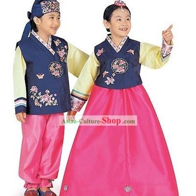 Traditional Korean Children Hanbok 2 Sets for Boys and Girls