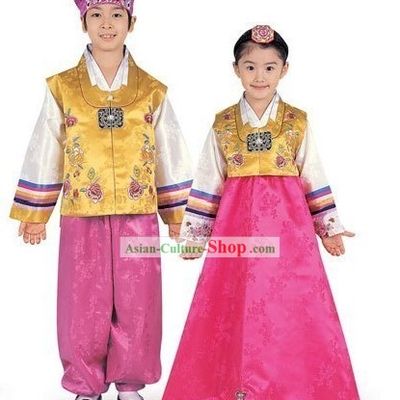 Traditional Korean Children Hanbok 2 Sets for Boys and Girls