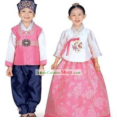 Traditional Korean Children Hanbok 2 Sets for Boys and Girls