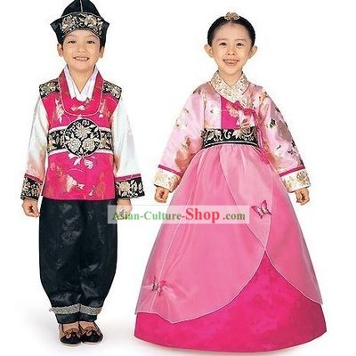 Traditional Korean Children Hanbok 2 Sets for Boys and Girls