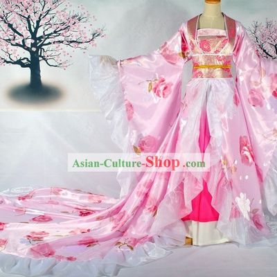 Long Tail Traditional Chinese Bride Wedding Dress Complete Set