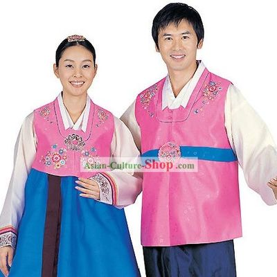 Traditional Korean Bride and Bridegroom Wedding Hanbok 2 Sets