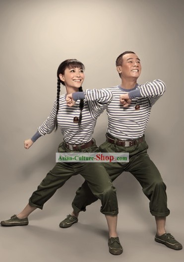 Chinese Reminiscence Navy T-shirt, Pants and Shoes