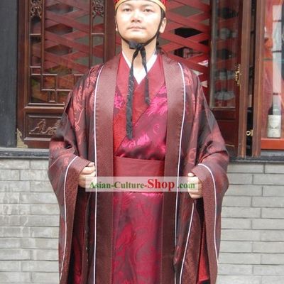 Ancient Chinese Prime Minister Clothing and Hat Set