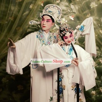 Chinese Peking Opera The Peacocks Fly to the Southeast Costume 2 Sets for Men and Women