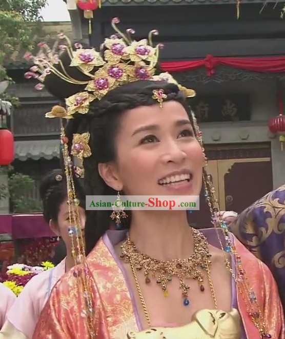 Ancient Chinese Princess Headpiece, Earrings and Necklace Complete Set