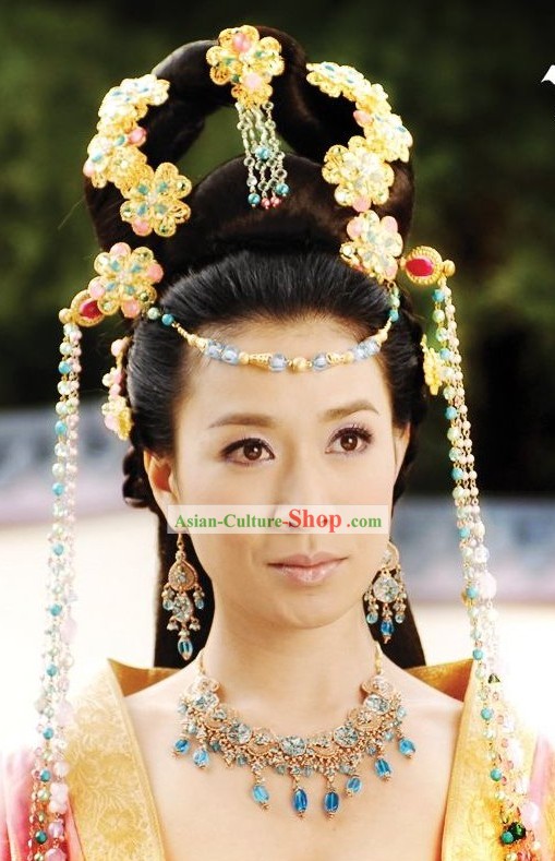 Ancient Chinese Princess Hair Accessories, Necklace and Earrings Complete Set