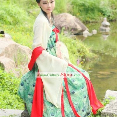 Ancient Chinese Tang Dynasty Peacock Clothing Complete Set