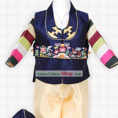 Traditional Korean Boys Clothing and Hat Complete Set