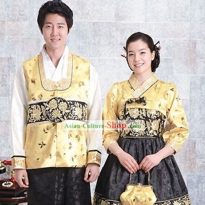 Traditional Korean Couple Hanbok Clothing 2 Sets for Men and Women