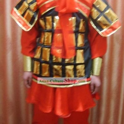 Ancient Chinese Terra Cotta Warrior Costume and Hat Complete Set