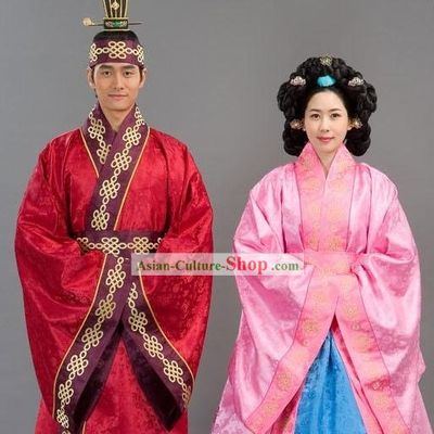 Ancient Korean Palace Court Costumes 2 Sets for Men and Women