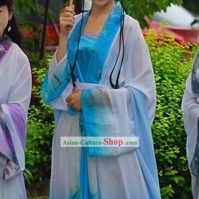 Ancient Chinese Beauty Blue Han Fu Clothing