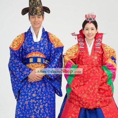 Traditional Korean Wedding Costumes 2 Sets for Men and Women