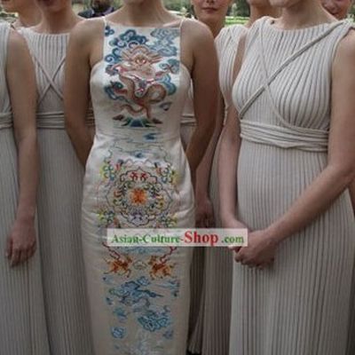 Chinese Embroidered Dragon Qipao