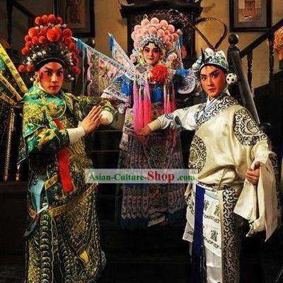 Chinese Beijing Opera Costumes and Hats Three Sets