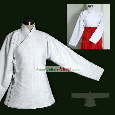 Chinese Han Dynsty Inside Zhong Yi White Dress