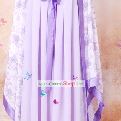 Tang Dynasty Embroidered Butterfly Purple Princess Dress