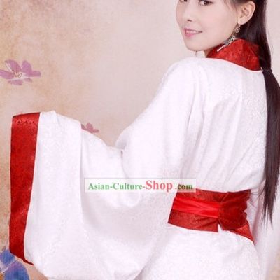 Chinese Han White Brocade Women Quju