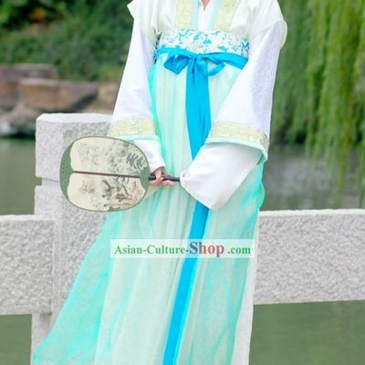 Ancient Chinese Imperial Palace Lady Light Green Clothing Set