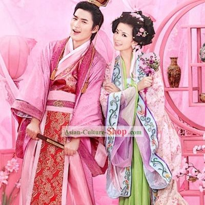 Romantic Traditional Chinese Wedding Hanfu Dress 2 Sets for Couple