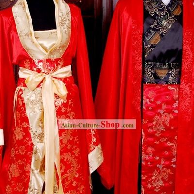 Ancient Chinese Wedding Costumes 2 Sets for Men and Wmen