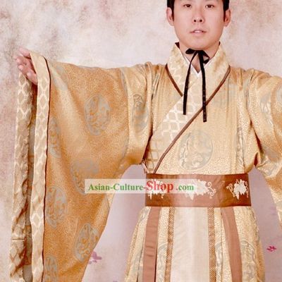Ancient Chinese Qin Shi Huang First Emperor Costume and Hat Complete Set