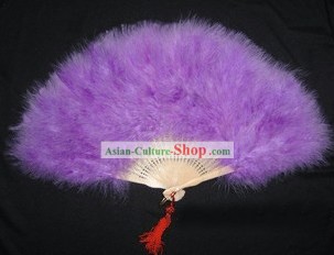 Purple Ostrich Feather Dance Fan