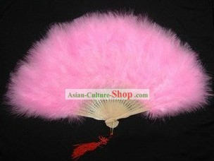 Pink Ostrich Feather Dancing Fan