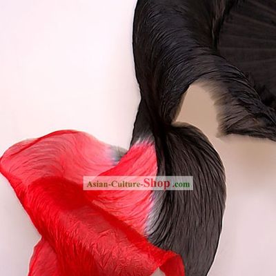Black to Red Color Transition Silk Dance Fan
