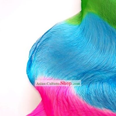 Three Colors Transition Long Silk Dancing Fan