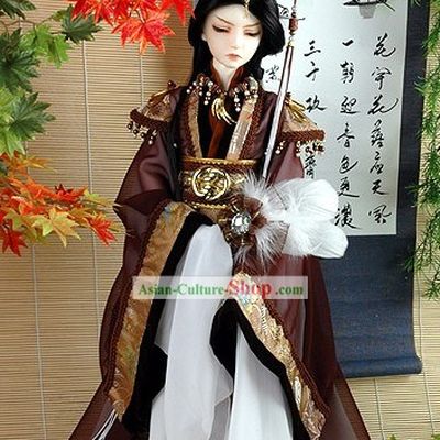 Ancient Chinese Royal Men Costume and Hat Complete Set