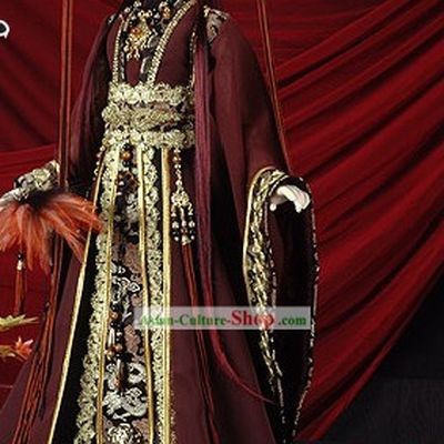 Ancient Chinese Emperor Costume and Crown Complete Set