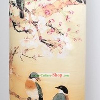 Chinese Bird and Flower 100 Percent Silk Fabric
