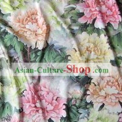 Tang Dynasty Style Big Peony Silk Fabric