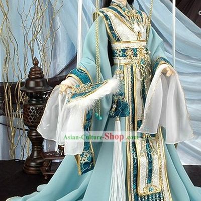 Ancient Chinese Emperor Costume and Crown Complete Set