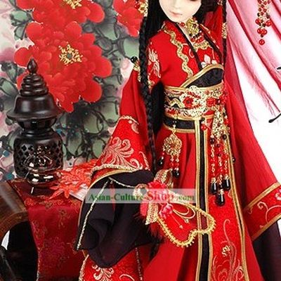 Ancient Chinese Princess Wedding Dress and Hair Accessories Complete Set