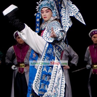 Beijing Opera Wu Sheng Fighting or Military Character Costumes and Hat