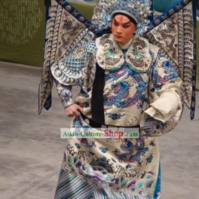 Beijing Opera Wu Sheng Costumes and Hat with Flags