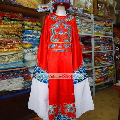 Chinese Beijing Opera Number One Scholar Costume and Hat for Men