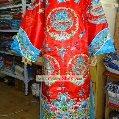 Peking Opera Emperor Embroidered Dragon Wedding Costumes for Men